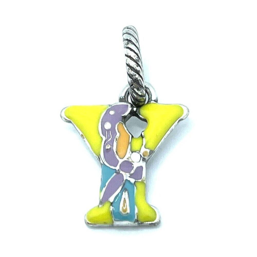Brighton Letter "Y" Uppercase Yellow Butterfly Colorful Alphabet Pendant Charm